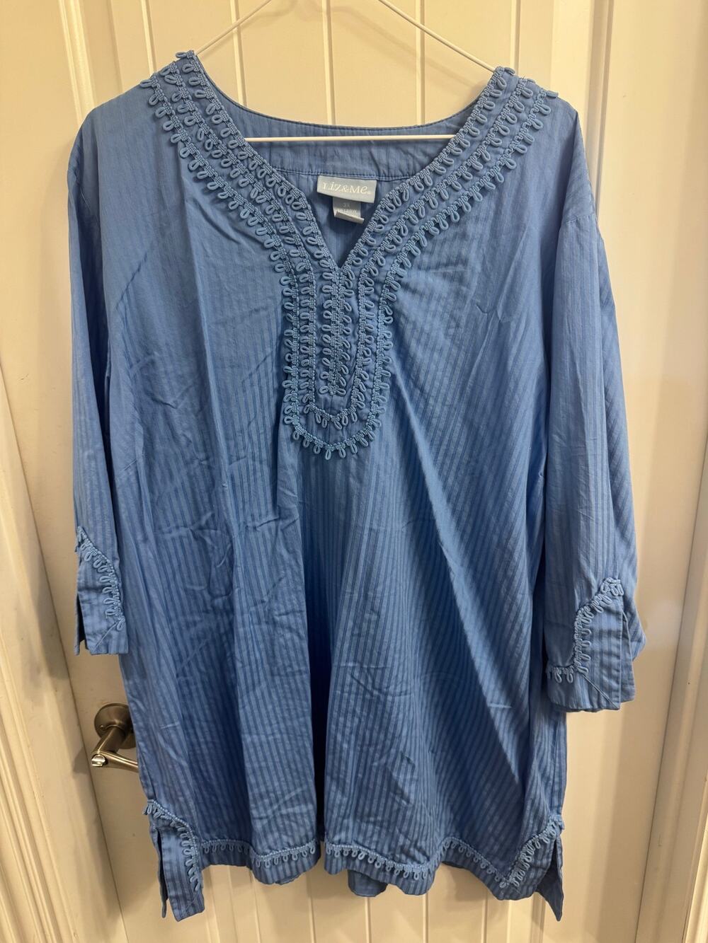 Liz & Me 3X (26/28) Blue Striped Tunic Top